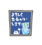 戸棚の中の白猫オモチ。北欧風（個別スタンプ：18）