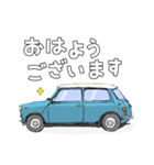 手書き風のクラシックカー(サーフブルー)（個別スタンプ：1）