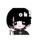地雷系黒髪ウルフ（個別スタンプ：5）