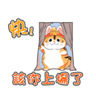 帽子をかぶった太ったオレンジ色の猫（個別スタンプ：9）