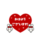 ▶️⬛LINEウサギ⬛レッド[﻿❤️⅔❸①]（個別スタンプ：2）