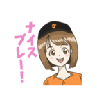 野球応援女子(黒/オレンジ)（個別スタンプ：7）