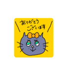 リボンねこちゃん(挨拶など)（個別スタンプ：1）