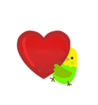 インコとハート（個別スタンプ：1）