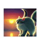 【 夕陽の海 月夜の猫 】☆ ネコ（個別スタンプ：3）