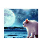 【 夕陽の海 月夜の猫 】☆ ネコ（個別スタンプ：8）