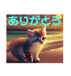 【 夕陽の海 月夜の猫 】☆ ネコ（個別スタンプ：9）