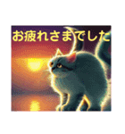 【 夕陽の海 月夜の猫 】☆ ネコ（個別スタンプ：10）