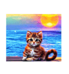 【 朝陽 海辺の夕陽を浴びるネコ 】（個別スタンプ：19）