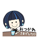 Happy Girl - 青×ショートボブ part3（個別スタンプ：14）