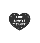 ▶️⬛LINEハート⬛モノクロ[❤️⅔❹①]（個別スタンプ：7）