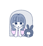 黄身子の女の子とうさちゃんスタンプ（個別スタンプ：18）