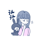 黄身子の女の子とうさちゃんスタンプ（個別スタンプ：24）