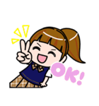 ポニテ制服ガールの平和な暮らし（個別スタンプ：3）