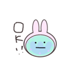 無表情で肯定する血球たち（うさぎ）（個別スタンプ：14）
