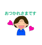 青いポロシャツを着た女子のあいさつ（個別スタンプ：4）