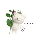 あみぐるみ 白ネコ（花）（個別スタンプ：31）