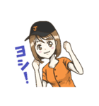 野球応援女子2(黒/オレンジ)（個別スタンプ：7）