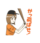 野球応援女子2(黒/オレンジ)（個別スタンプ：22）