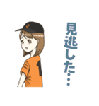 野球応援女子2(黒/オレンジ)（個別スタンプ：36）