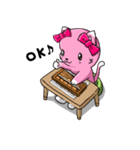 ピンク色の猫とそろばん（個別スタンプ：1）