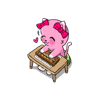 ピンク色の猫とそろばん（個別スタンプ：2）