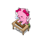 ピンク色の猫とそろばん（個別スタンプ：7）