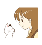 三つ編みの女の子と猫（個別スタンプ：11）