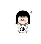 オン眉女の子のTシャツ文字っ！（個別スタンプ：9）