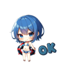 ちびキャラ ブルー水着ガール（個別スタンプ：1）
