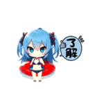 ちびキャラ ブルー水着ガール（個別スタンプ：2）