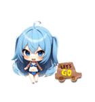 ちびキャラ ブルー水着ガール（個別スタンプ：3）