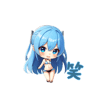 ちびキャラ ブルー水着ガール（個別スタンプ：8）