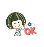 Happy Girl - 緑×ショートボブ part7（個別スタンプ：1）