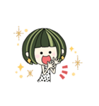 Happy Girl - 緑×ショートボブ part7（個別スタンプ：4）