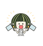 Happy Girl - 緑×ショートボブ part7（個別スタンプ：17）
