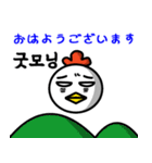 かわいいにわとり-韓国語-日本語（個別スタンプ：1）