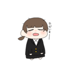 ウルフカット女の子（個別スタンプ：4）
