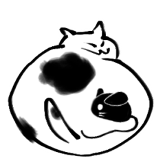 [LINEスタンプ] 黒豆大福のような猫と黒豆のようなねずみ。