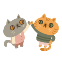 [LINEスタンプ] ムスっとかわいい灰猫さんと茶トラさん