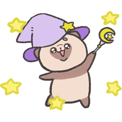 [LINEスタンプ] 動くまめだぬき がんばる魔法使いver