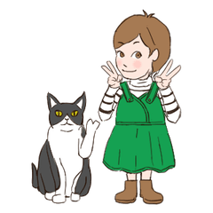 [LINEスタンプ] ショートカットの女の子とネコ2