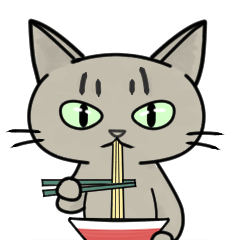 [LINEスタンプ] ラーメンを食べる猫 [修正版]