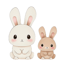 [LINEスタンプ] かわいいウサギの親子ハートマークとたれ耳