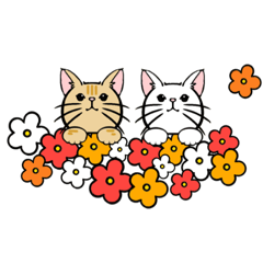 [LINEスタンプ] 猫の会話(花畑①)