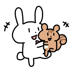 [LINEスタンプ] 家族で使えるわっほいうさぎとこりす