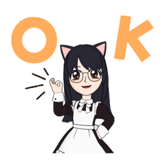 [LINEスタンプ] しゃべる猫耳メガネっ娘メイド