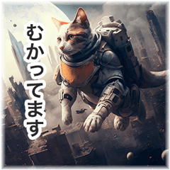 [LINEスタンプ] AI宇宙飛行士猫の日常スタンプの画像（メイン）