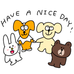 [LINEスタンプ] LINE FRIENDS × 2匹の犬