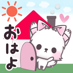 [LINEスタンプ] ▶︎動く ふわふわの白い子猫【ミュー】